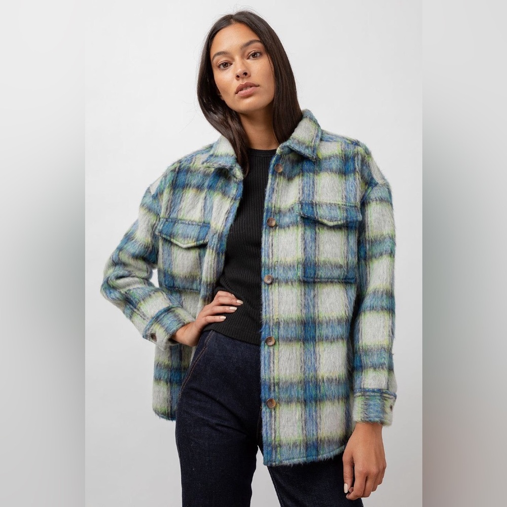 Rails Turner Shirt Jacket (Shacket) in Cobalt and Lime Colorway Size XL